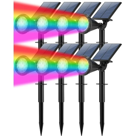 Solar Color Changing Spot Lights Outdoor, 8 pack, 7 Modes RGB, 180° Adjustable Waterproof Landscape Lights for Yard, Pathway, Garden