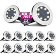 thumbnail image 1 of Solar Lights,Outdoor Waterproof Disk Lights Ground Solar Lamp - Bright LED Lights Garden Lights for Fence Yard Front Porch Lawn Driveway Patio Backyard Pathway Landscape Decor - Cold White (12 Pack), 1 of 7