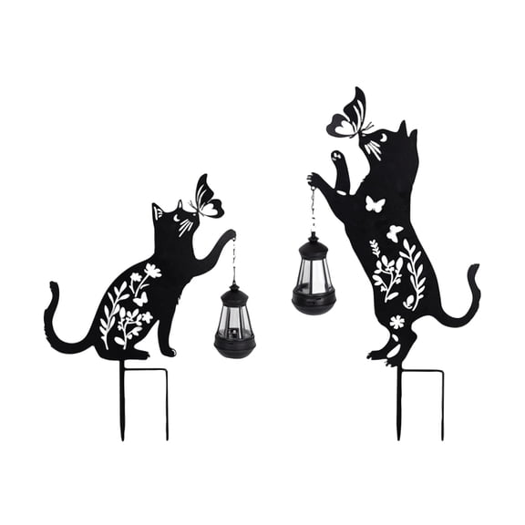 Solar Lights Outdoor Waterproof Hollow Out Cat Stake Light LED Solar Powered Garden Pathway Lamp Landscape Decorative Atmosphere Lighting for Yard Patio Lawn Decor,2PC