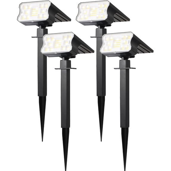 Solar Lights Outdoor Waterproof IP67, 60 LED 3 Lighting Modes Solar Spot Lights Outdoor for Yard Garden Pathway Landscape, Auto On/Off, Function 2 in 1(Cool White, 4 Pack)