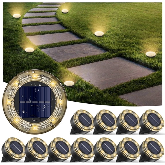 Solar Lights Outdoor Waterproof, LED Flat In-Ground Landscape Lights for Pathway, Garden, Yard, Patio, Driveway, Walkway, Lawn & Deck Lighting