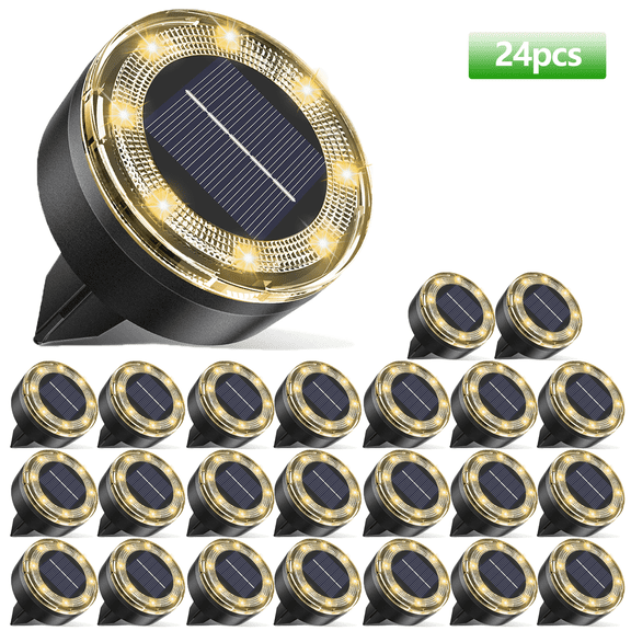 Solar Lights Outdoor Waterproof, LED Flat In-Ground Landscape Lights for Pathway, Garden, Yard, Patio, Driveway, Walkway, Lawn & Deck Lighting