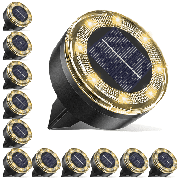 Solar Lights Outdoor Waterproof, LED Flat In-Ground Landscape Lights for Pathway, Garden, Yard, Patio, Driveway, Walkway, Lawn & Deck Lighting