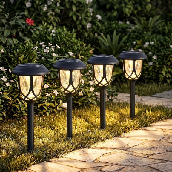 SZRSTH 10 Pack Solar Lights Outdoor Waterproof, Warm LED Auto On/Off Pathway Lights for Patio, Walkway, Lawn and Garden