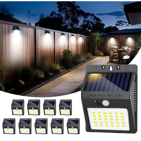 IJIL Solar Lights Outdoor Waterproof, LED Wireless Motion Sensor Outdoor Lights for Yard Garden Fence Deck Garage, 10Pack