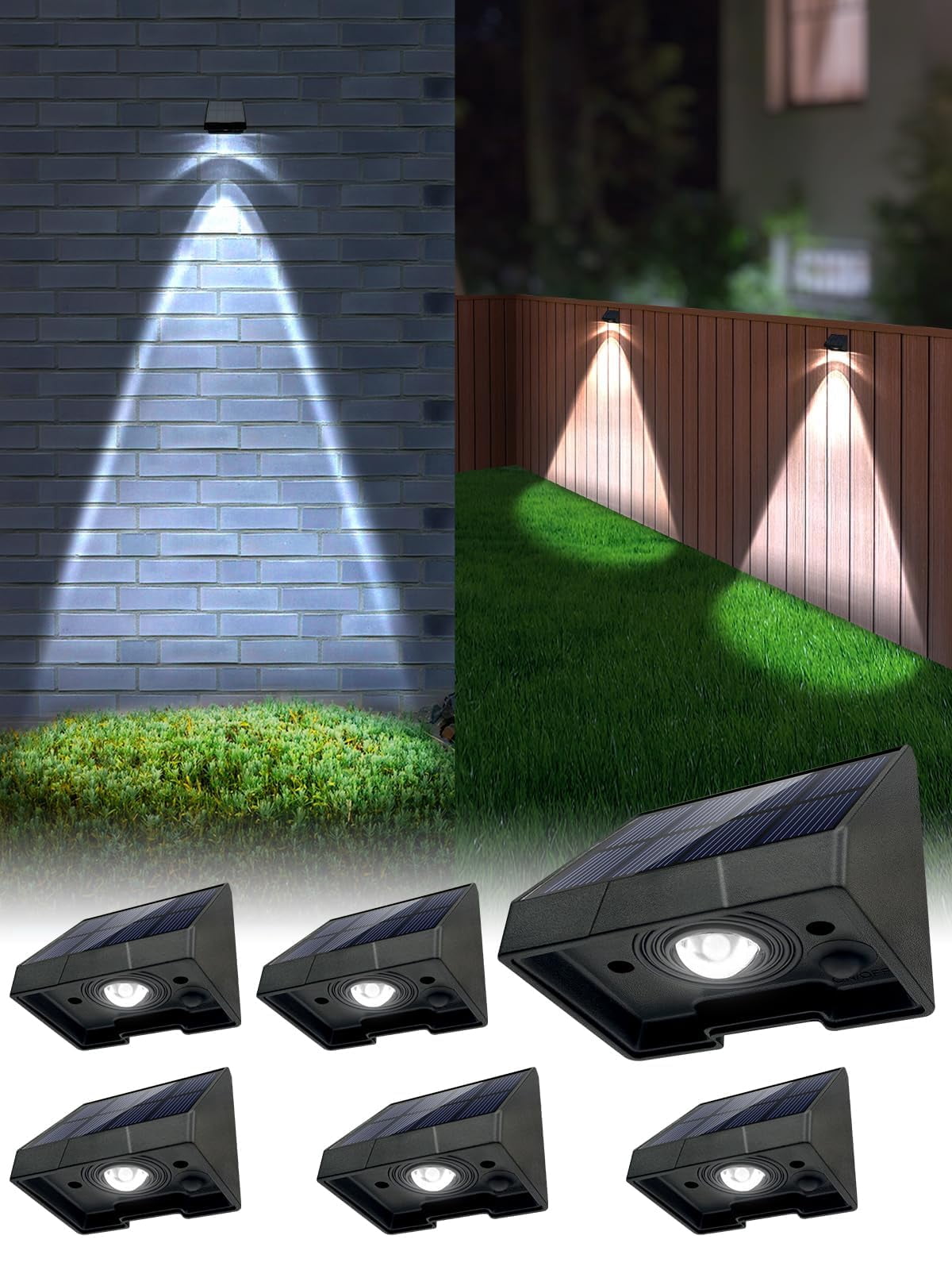 Solar Lights Outdoor Waterproof Led 6000k White Bright Lens Downlight Small Light For Address  Sign Mailbox Deck House Number Wall Fence