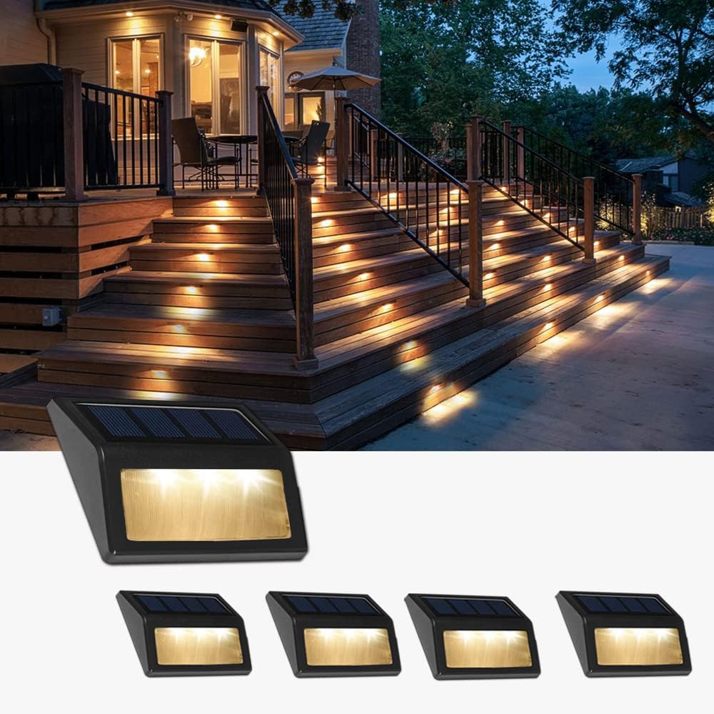 Solar Lights Outdoor, Waterproof Solar Powered Deck Step Lights for