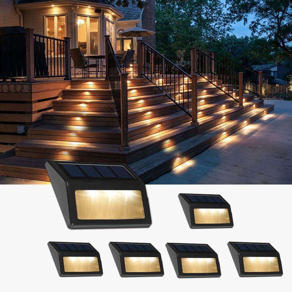 Solar Lights Outdoor, Waterproof Solar Powered Deck Step Lights for