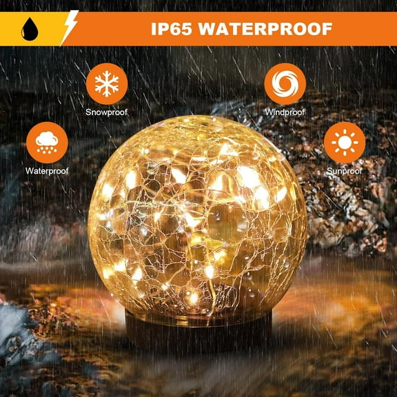 Solar Lights Outdoor Waterproof-Solar Balls-Solar Garden Lights-Orbs for Outside 4 Pack Cracked Glass Ball for Lawn Yard Backyard Decorations