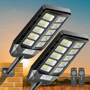 Adewalk Solar Street Lights Outdoor, IP66 Waterproof Solar Lights Outdoor for Outside, 6500K Dusk to Dawn Security Flood Lights Motion Sensor with Remote Control for Yard, 2 Pack