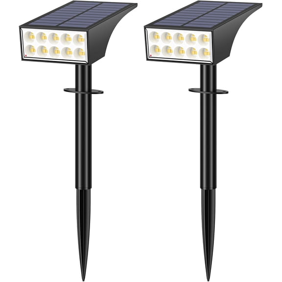 Solar Lights Outdoor Waterproof, Solar Spot Lights- 2 Pack/4 Mode LED Spotlights 2-in-1 Auto On/Off Powered Landscape Lighting for Outside Yard Wall Garden Path Driveway, Cool White