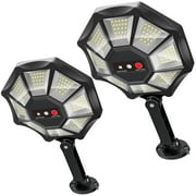 Solar Lights Outdoor Waterproof, Solar Street Light with Motion Sensor and Remote Control, IP66 Waterproof LED Lights for Yard 2 Pack