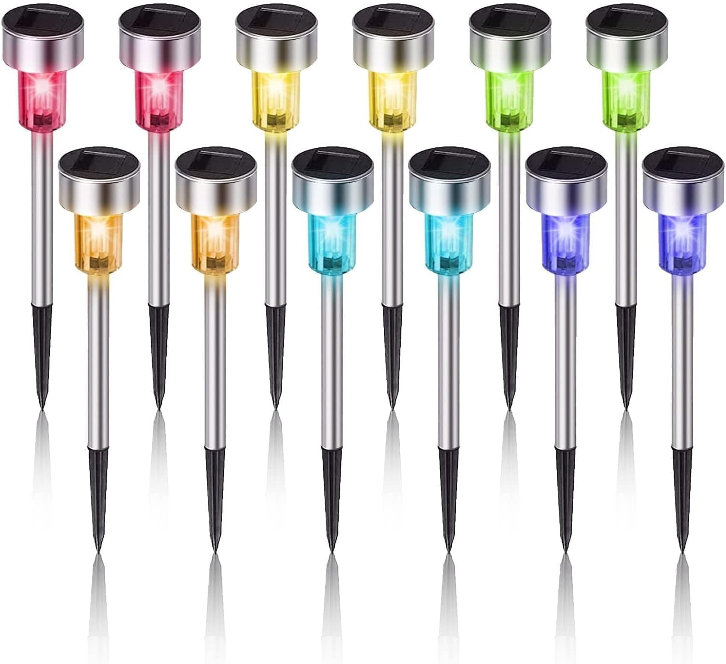 Solar Lights Outdoor Waterproof – 12-Pack Stainless Steel LED Landscape Lights, 7000K Cool White For Walkways & Gardens
