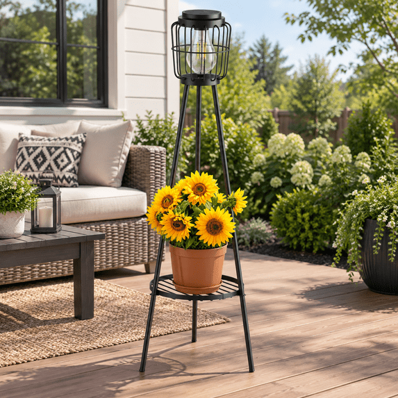 Led Florring Solar Lights Outdoor With Led Edison Bulbs Floor Lamp Plant Stands For ...