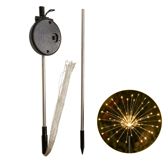 Solar Lights for Outside, 1 Pack Warm White Solar Powered Starburst Garden Stake Light, Waterproof Dusk to Dawn Auto On/Off Decorative Light for Yard Patio Pathway
