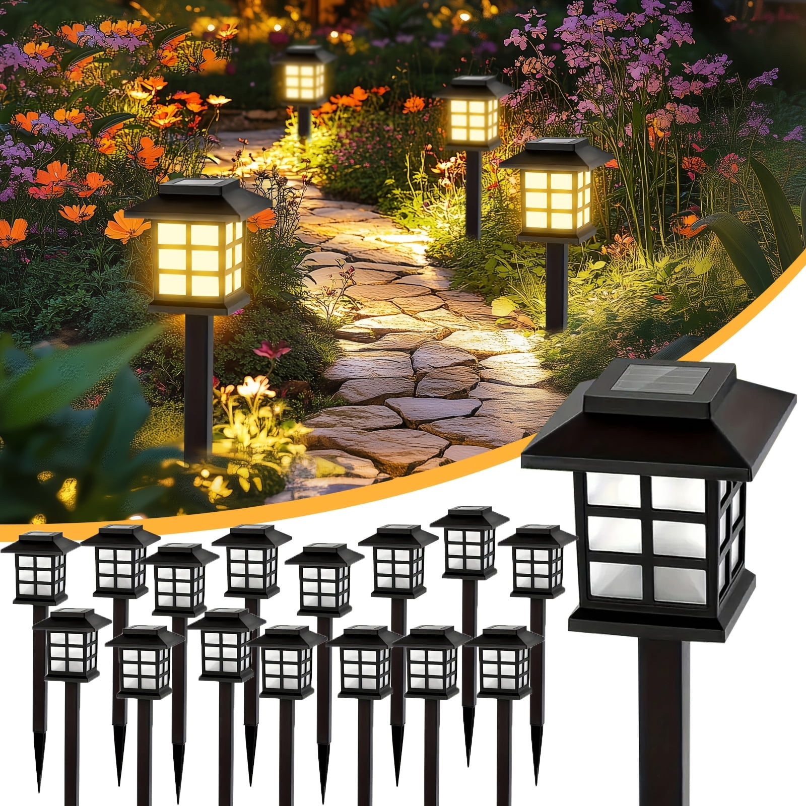 Solar Lights for Outside,16 Pack Flickering Flame LED Solar Outdoor Lights, Waterproof Solar Garden Lights Maintain 10 Hours of Lighting for Christmas, Garden, Landscape, Path, Yard, Patio