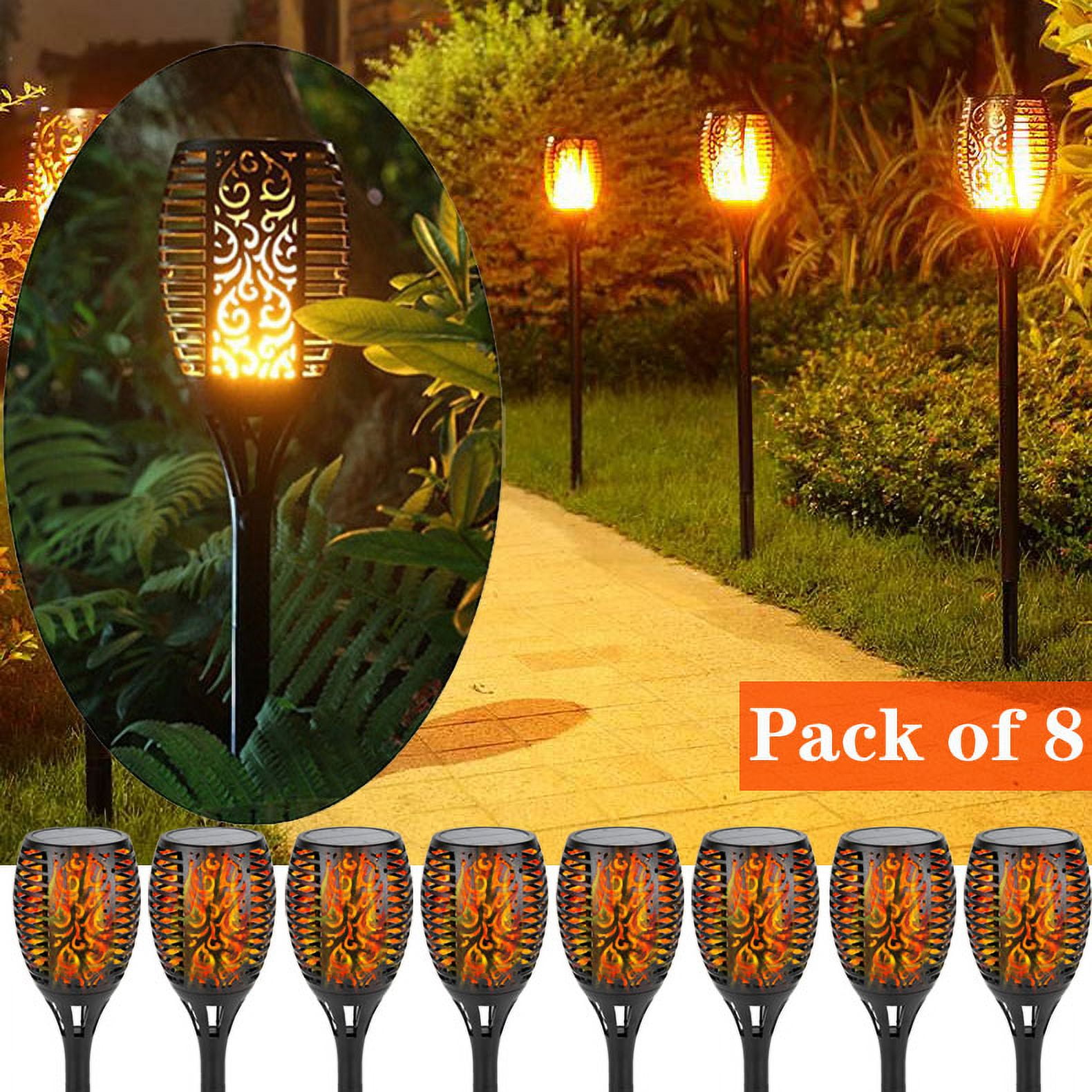 10 Pack - Solar Lights Outdoor - Flickering Flames Torch Solar Path Light - Dancing Flame Lighting 96 LED Dusk to Dawn Flickering Tiki Torches Outdoor Waterproof Garden 10 Pack - Solar Lights Outdoor - Flickering Flames Torch Solar Path Light - Dancing Flame Lighting 96 LED Dusk to Dawn Flickering Tiki Torches Outdoor Waterproof Garden