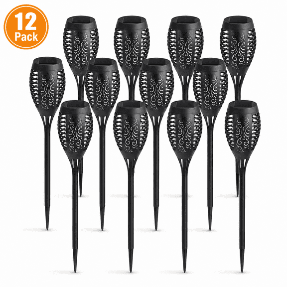 Solar Lights for Outdoor Torch Path Decor Landscape Lighting & Solar Lights Outdoor, Flickering Flame Waterproof, 12 Pack