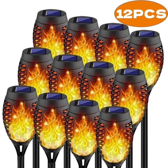 Solar Lights for Outdoor Torch Path Decor Landscape Lighting & Solar Lights Outdoor, Flickering Flame Waterproof, 12 Pack