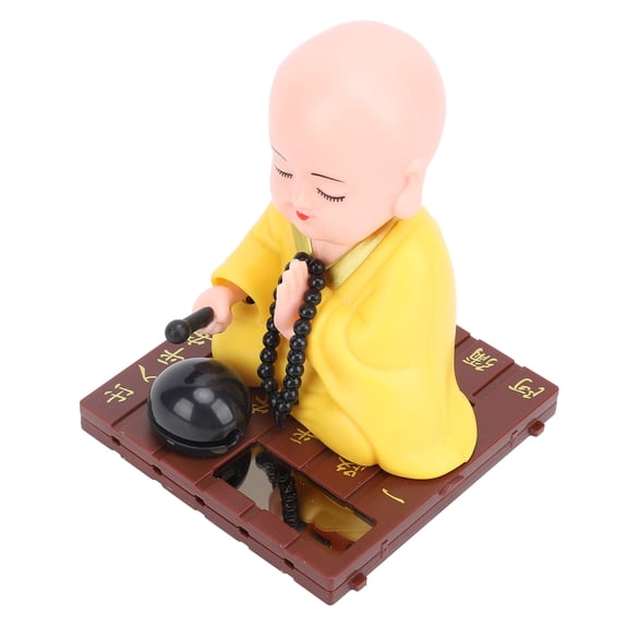Solar Little Monk Ornament Funny Shaking Head Decorative Statue Light Sensor Zen Figurine for Vehicle Dash Board and Office Desk Yellow Car Interior 3.0 x 3.0 x 3.5 inches / 7.5 x 7.5 x 9.0 cm