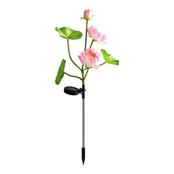 Solar Lotus Flower Garden Stake Lamp Outdoor Waterproof Landscape Lighting For Yard Lawn Pathway Pink