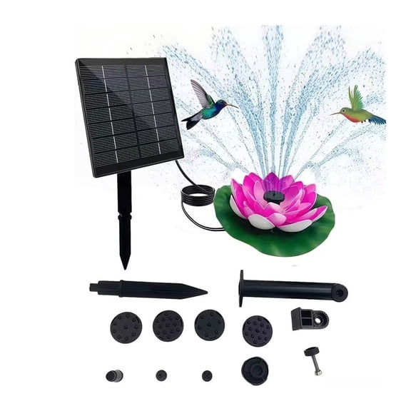 Solar Lotus Fountain Light Battery Backup Ground Stake Floating Bird Bath Garden Pond Pump ,Multi Nozzle Garden Decor