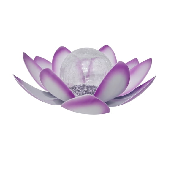 Solar Lotus Tea Lights Outdoor Decor, 11.02 Inch Decorative Solar Lotus Light, Waterproof Iron LED Flower Lamp Auto Dusk Dawn Warm Glow for Patio Lawn Garden Yard Zen Ambiance Gift (Light Purple)