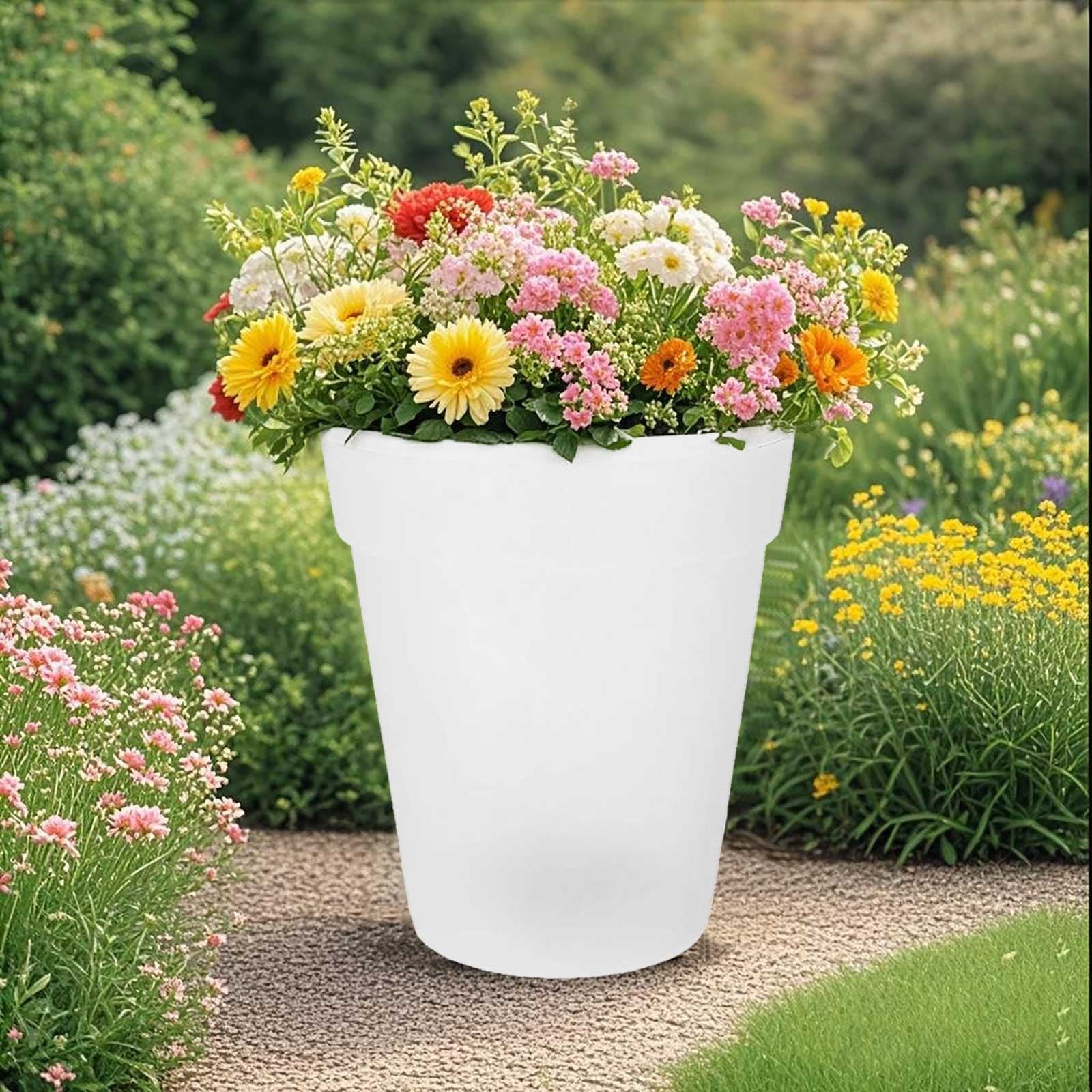 Solar Luminous Flower Pot Outdoor LED Light Planter Weather Resistant ...