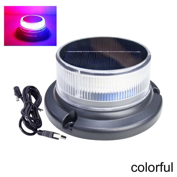 Solar Magnetic Battery Powered LED Amber Warning Lights Strobe Beacon Light