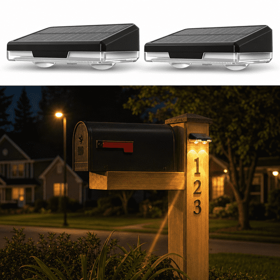 Solar Mailbox Lights 2 Pack, Outdoor Waterproof House Number Light, Dusk to Dawn Address LED Lighting, Light up Wall Sign, 3000/4500/6000K
