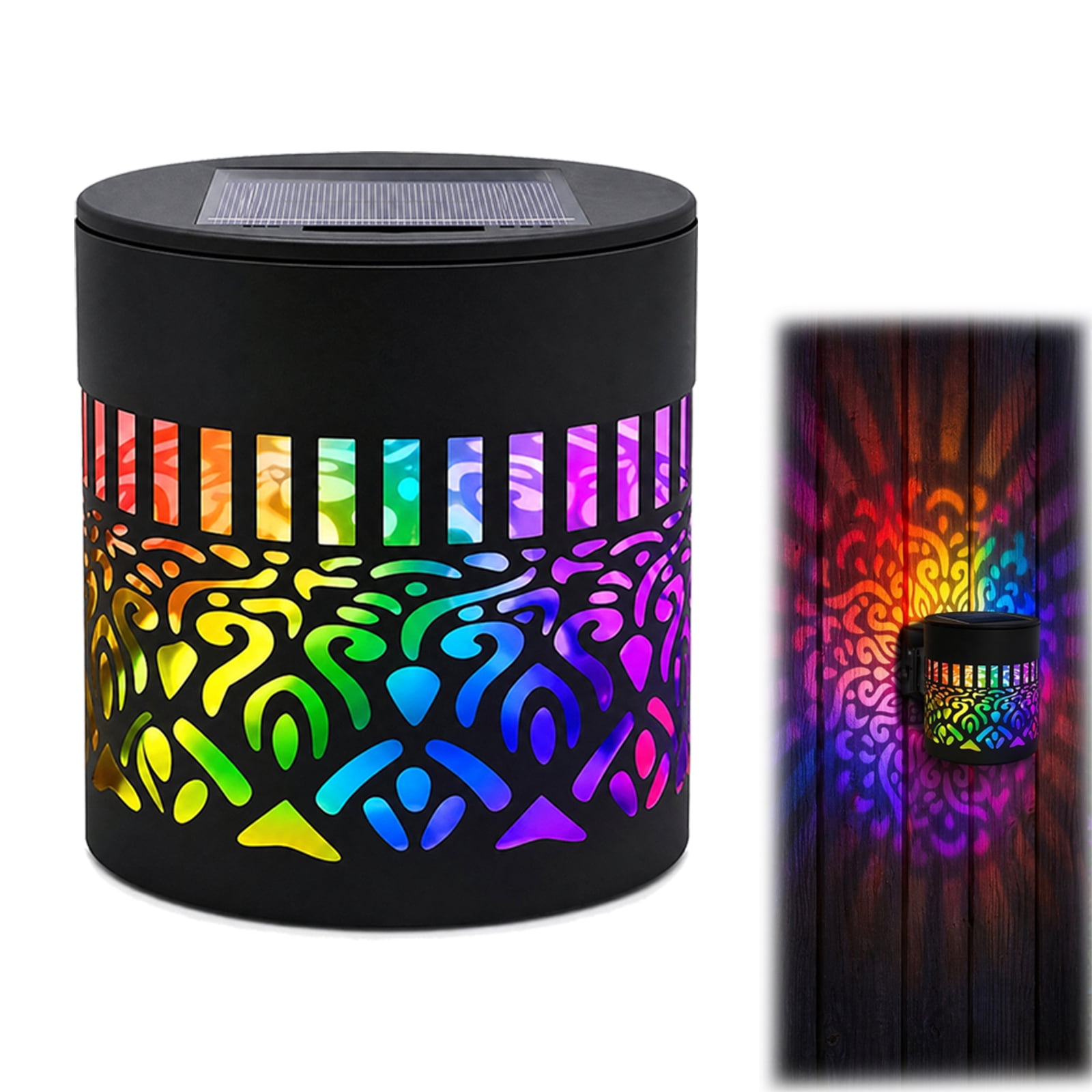 Solar Outdoor Garden Lights, Auto 7-Color Changing Solar Mandala Projector Light, Outdoor Waterproof Metal Fence Lights for Garden Post Patio Backyard Yard Decor (4Pcs Solar Outdoor Garden Lights, Auto 7-Color Changing Solar Mandala Projector Light, Outdoor Waterproof Metal Fence Lights for Garden Post Patio Backyard Yard Decor (4Pcs