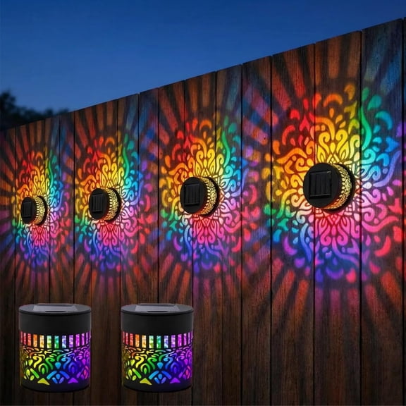 Solar Mandala Lights Outdoor Wall, Light Decorative Solar Mandala Lights Outdoor, IP65 Weatherproof, Hollow-Out Art Shadow, Smart Dusk-To-Dawn Auto on/off.