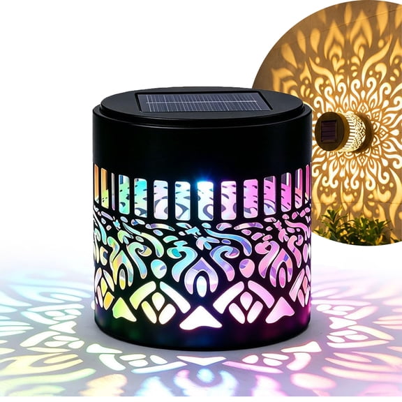 Solar Mandala Lights Outdoor Waterproof Metal - Color Changing Projector Light for Garden Patio Backyard