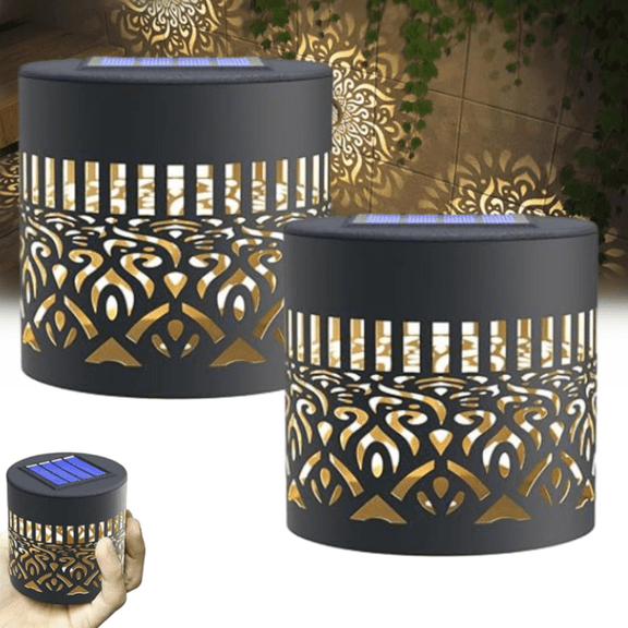 Solar Mandala Shadow Lights,Outdoor Solar Powered Mandala Pattern Shadow Lights IP65 Waterproof Decorative Garden Lantern for Patio Tabletop Backyard Pathway Landscape Lighting