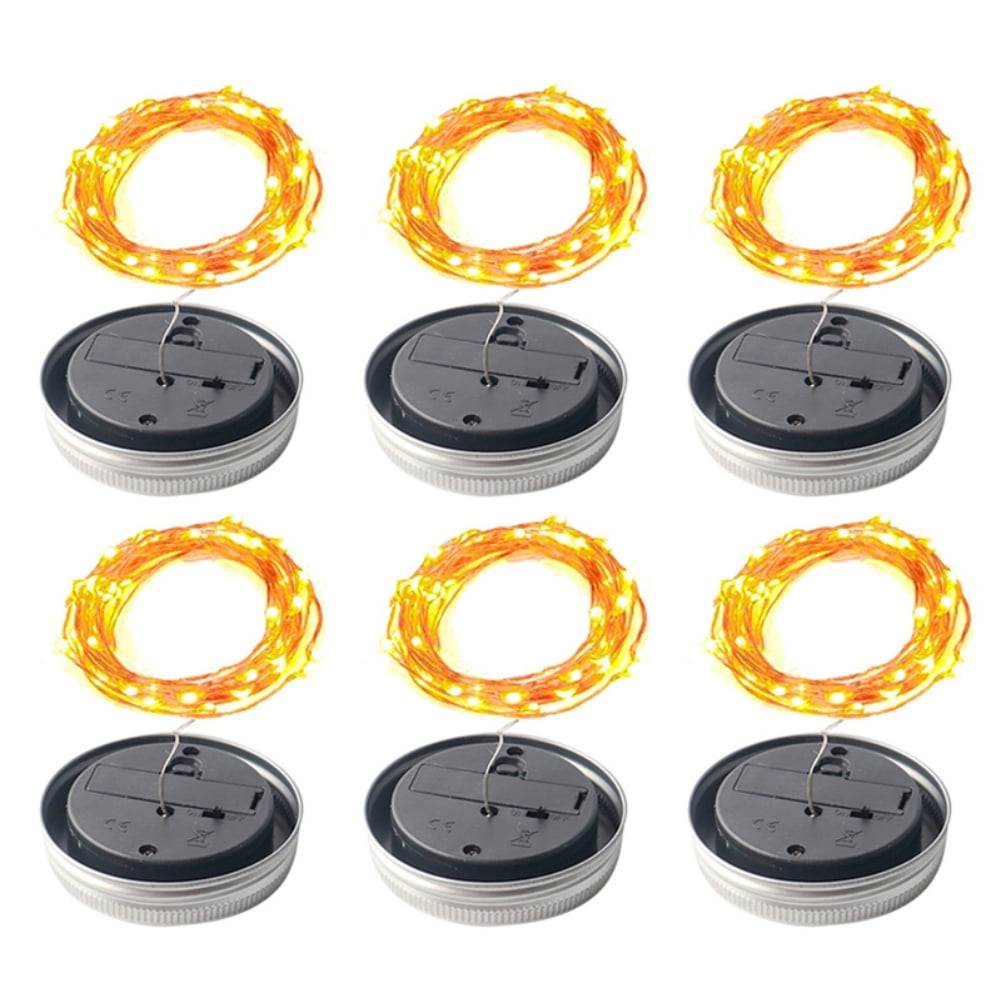 8 Pack Solar Mason Jar Lid String Lights - 20 LED Multi-Color Fairy Lights With Hangers, For Outdoor/Indoor Decor