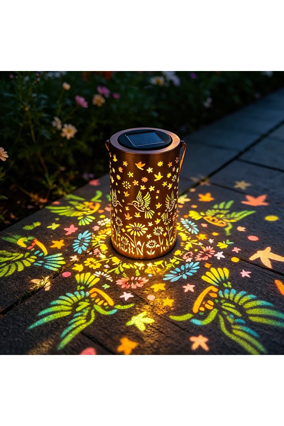 Outdoor Solar Lanterns Hummingbird Pattern Hanging Decorative Colored Lighting, No Electrician Wire, Waterproof Metal Material, Gift for Mom