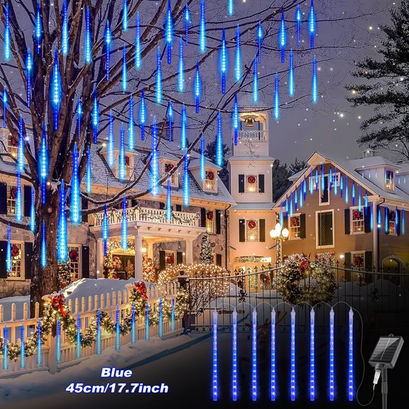 Solar Meteor Shower Light String, 8-Mode Flashing Outdoor Decoration for Garden, Wedding & Party Lighting