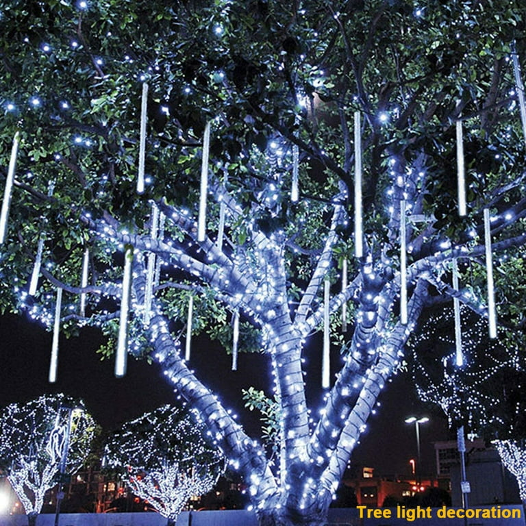 Solar Meteor Shower Lights Outdoor Waterproof Christmas Decorations Lights Solar Powered 8 Tubes 192LED Rain Drop