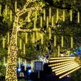thumbnail image 1 of Solar Meteor Shower Rain Lights Outdoor, Waterproof Meteor Lights 8 Tubes 144 LED, Falling Raindrop Fairy String Lights for Tree Holiday Porch Yard Patio Roof Party Christmas Decoration ,Warm White, 1 of 14