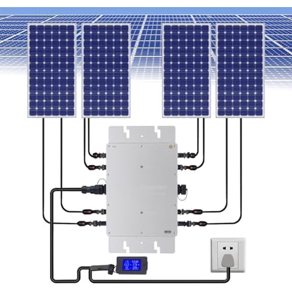 Solar Micro Grid Tie Inverter, 1200W MPPT Grid Tie Pure Sine Wave DC to AC, IP65 Waterproof for Home Use with LCD Display, Solar Grid Tie Micro Inverter Solar & Wind Power Inverter$$Garden &