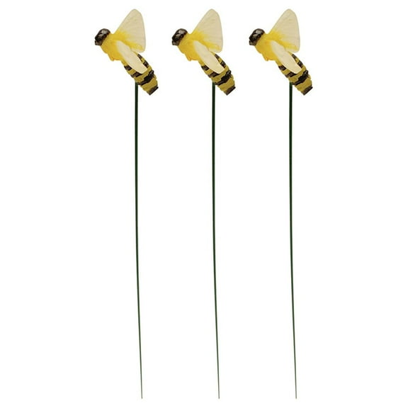 Solar Mini 3pc Glow Dark Bees Set Fairy Garden Landscape Accessory Dollhouse Decor