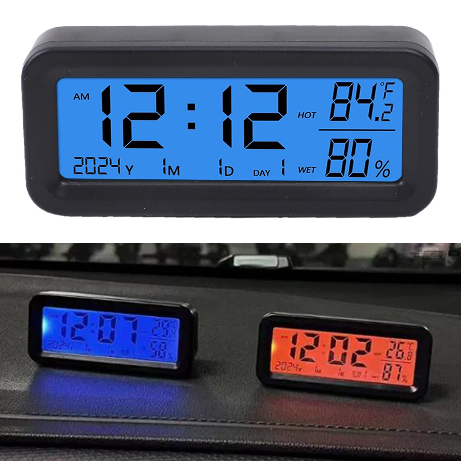 Solar Mini Digital Clock for Car Dashboard Display,Date,Temperature ...