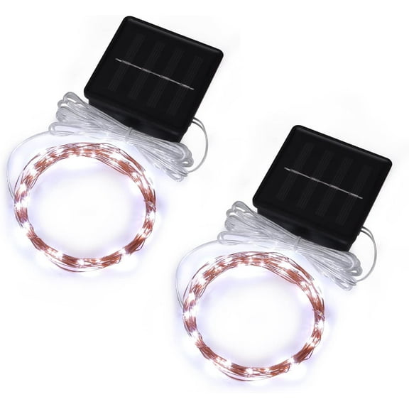Solar Mini Teeny Tiny Lights,Starry String Light for Garden Fairy,Tree,Railing,Arbor,Fence,16 Feet 50LEDs,2 Pack,Cool White