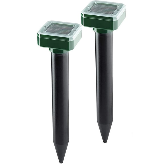 Solar Mole Repellent Ultrasonic 2 Pack Outdoor Powered Sonic Deterrent - Mole Stopper Scare Vole for Lawn Garden & Yard Home - Groundhog Repeller Snake Rodent Gopher Spikes Chaser Pest Control
