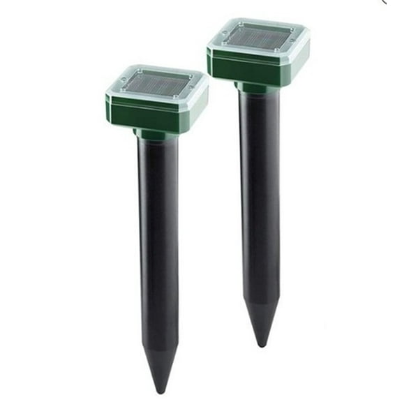 Solar Mole Repellent Ultrasonic 2 Pack Outdoor Powered Sonic Deterrent - Mole Stopper Scare Vole for Lawn Garden & Yard Home - Groundhog Repeller Snake Rodent Gopher Spikes Chaser Pest Control