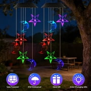 Solar Moon Star Wind Chimes 2PCS Color-Changing LED Solar Powered Waterproof Hanging Decor