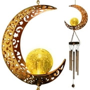 Solar Moon Wind Chimes Outdoor, Waterproof Moon Wind Bells Light for Outside, Unique Gifts for Mom's Day, Valentine's Day, Birthday, Women, Decor for Garden, Patio, Yard, Party