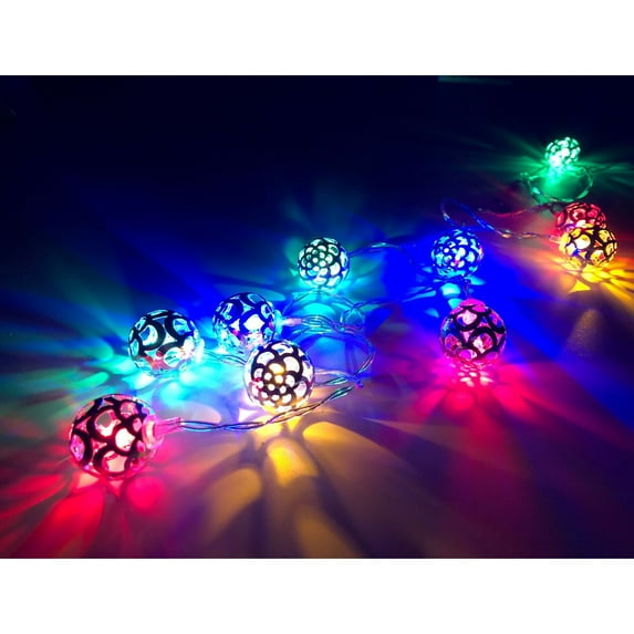 Solar Moroccan String Lights Outdoor 20 LED 9.84 Ft Globe Fairy Lights, Waterproof Solar Powered String Lights for Garden Yard Gazebos Camping Party Holiday