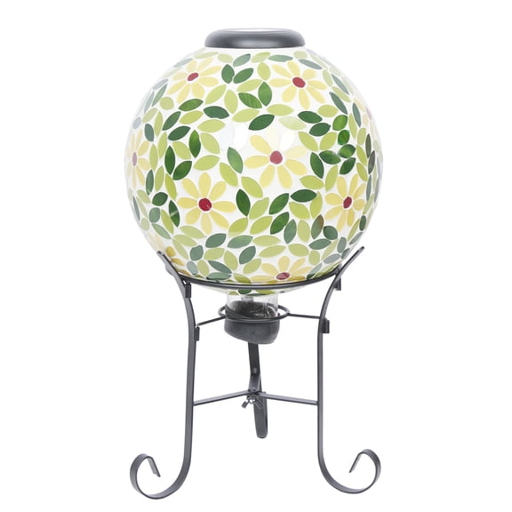 Solar Mosaic Glass Gazing Globe with Stand