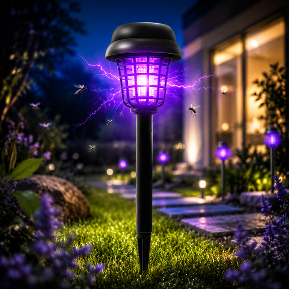 Solar Mosquito Zapper, Outdoor Mosquito Repellent Mosquito Trap Waterproof Bug Zapper for Outside Solar Fly Zapper for Garden
